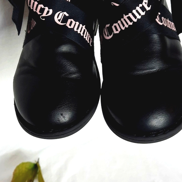 JUICY COUTURE Black Moto Booties, Pink & Black Ribbon/Bows - Picture 5 of 16